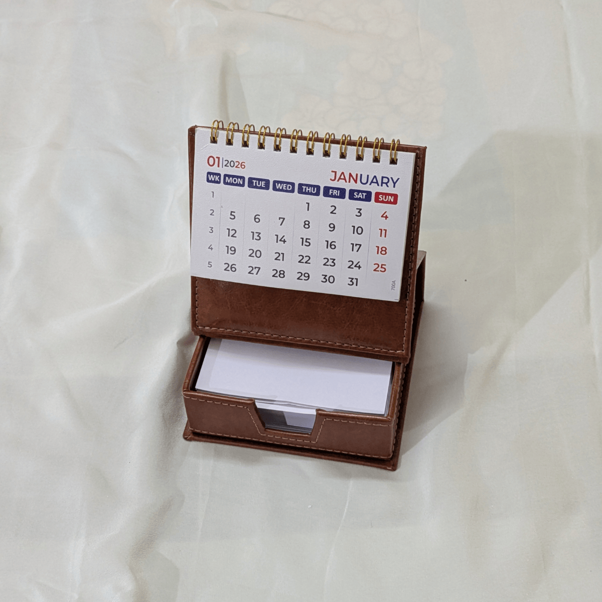 The Leather Brown DeskuCube Calendar