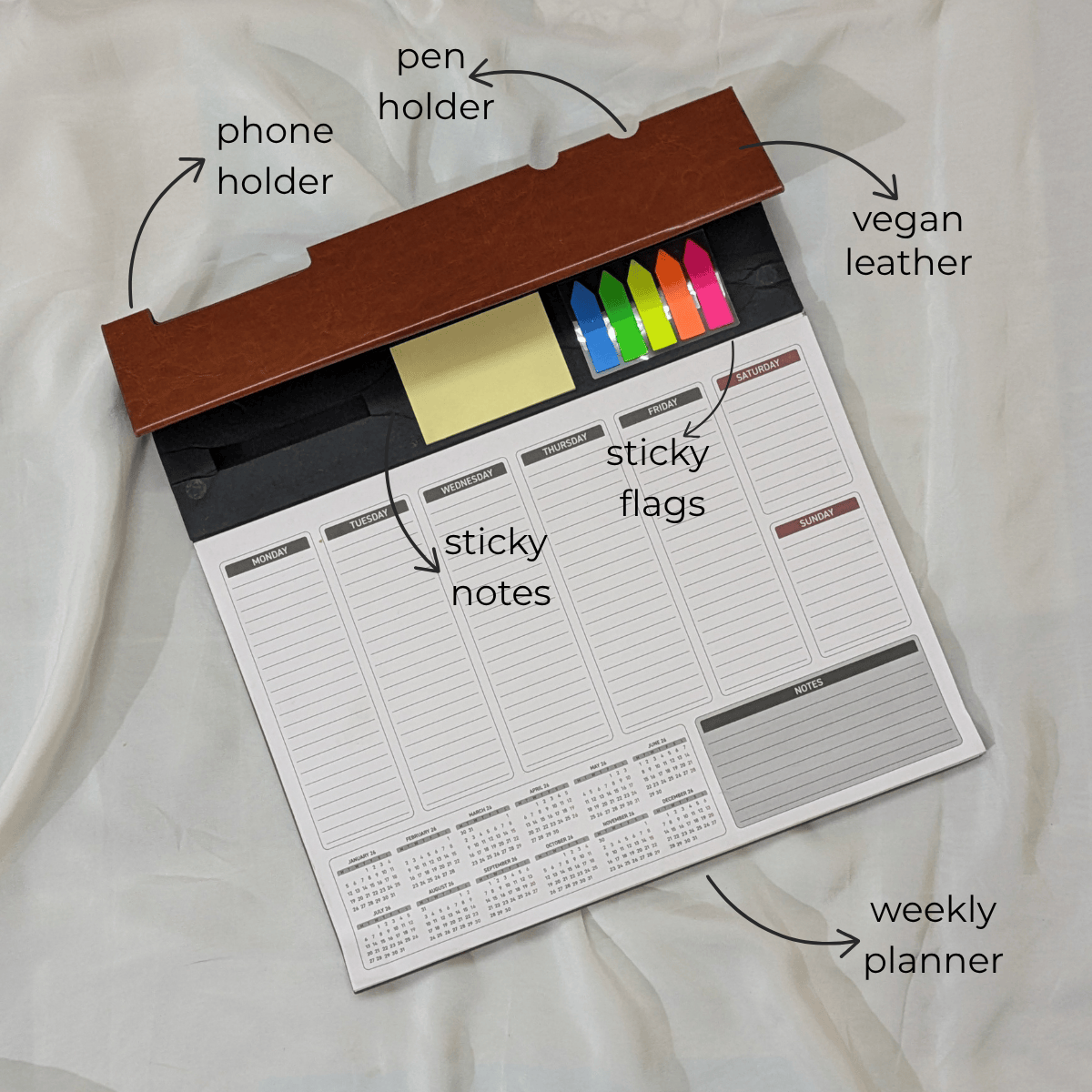 Brown Elite Weekly Desk Planner
