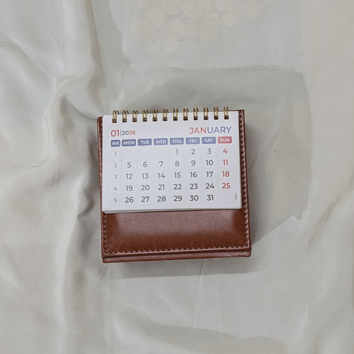The Leather Brown DeskuCube Calendar